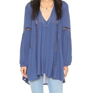 Free People Just Two of Us Crinkle Tunic in Washed Indigo - XS